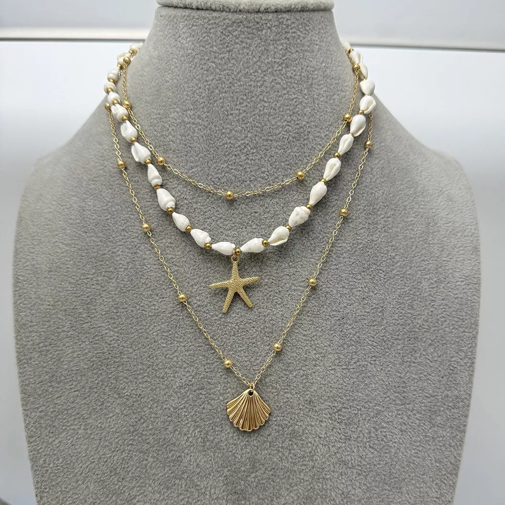 Bohemian Seashell Layered Necklace, image 3