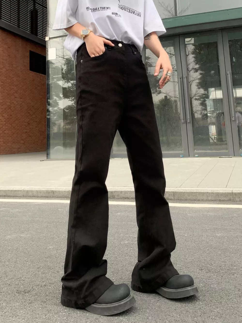 Men's High-Waisted Flare Leg Pants, image 2