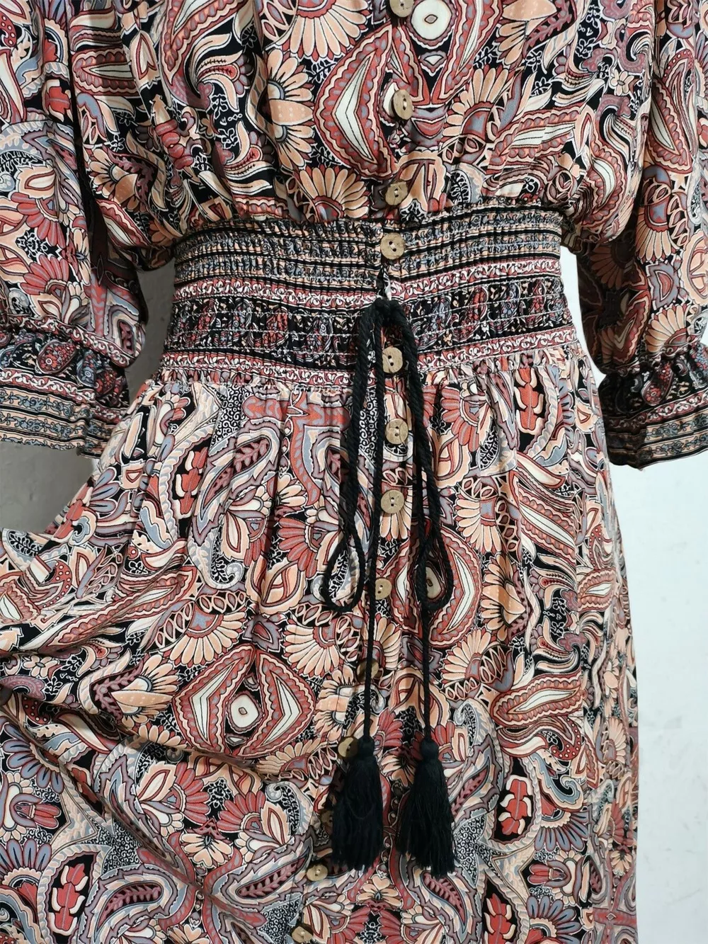 Paisley Print Half Sleeve Slit Midi Dress, image 21