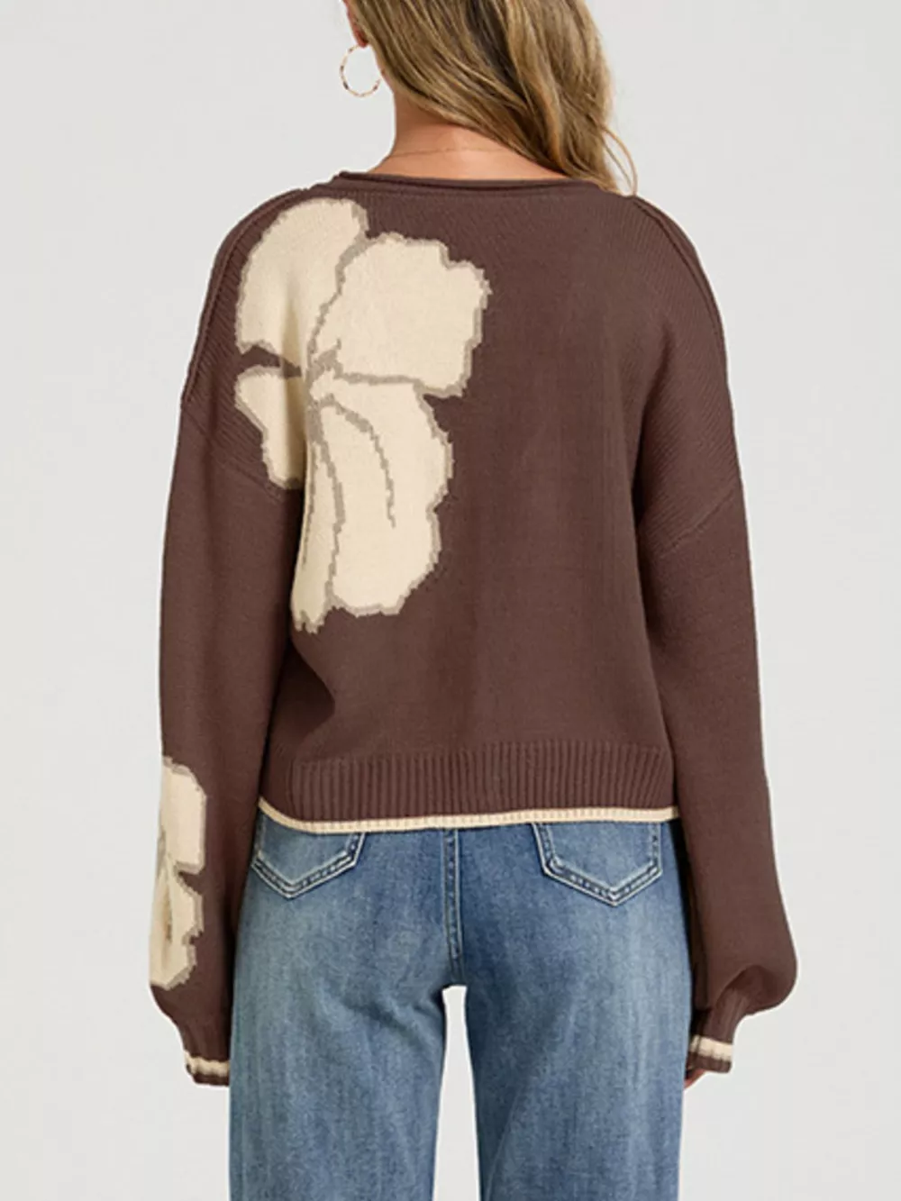 V-Neck Button-Down Knit Cardigan, image 5