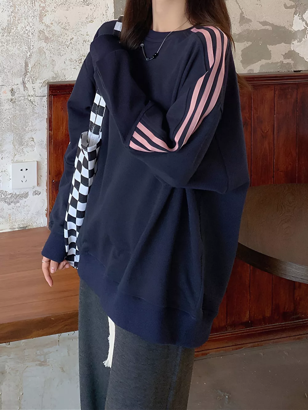 Striped Round Neck Sweatshirt, image 2