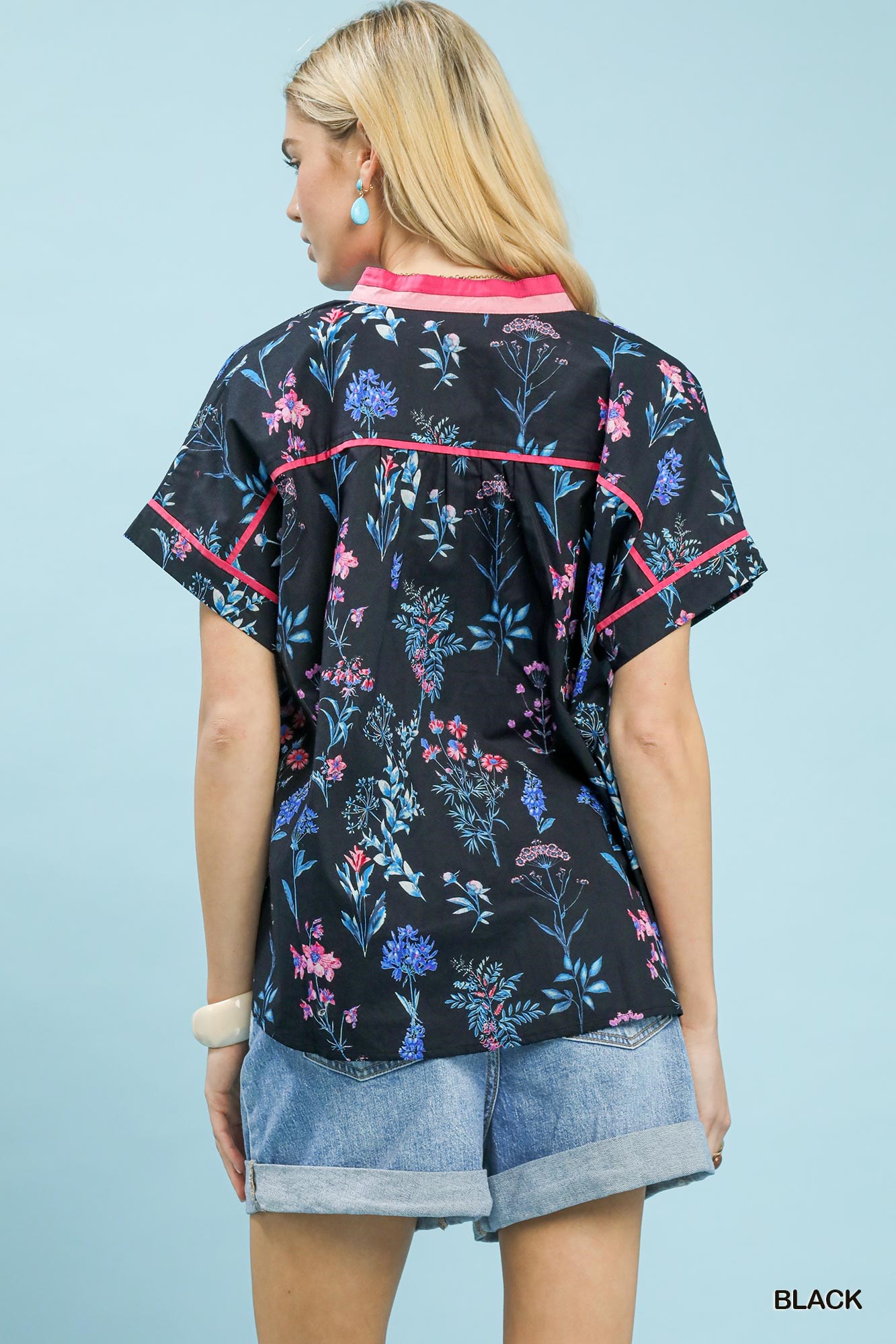 Botanical Floral Button Front Top, image 5