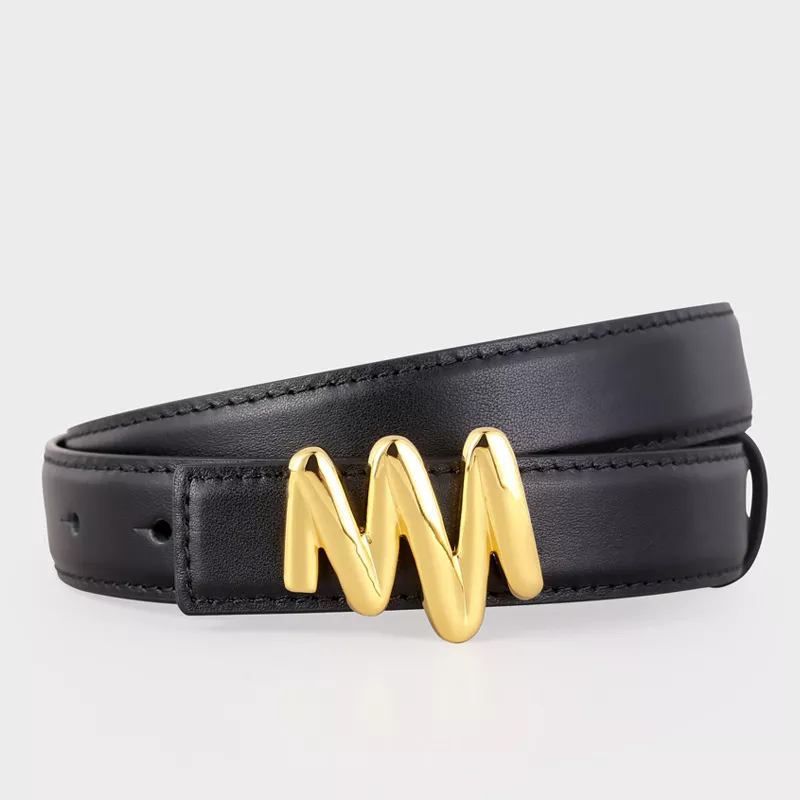 Gold Buckle Leather Belt, image 3