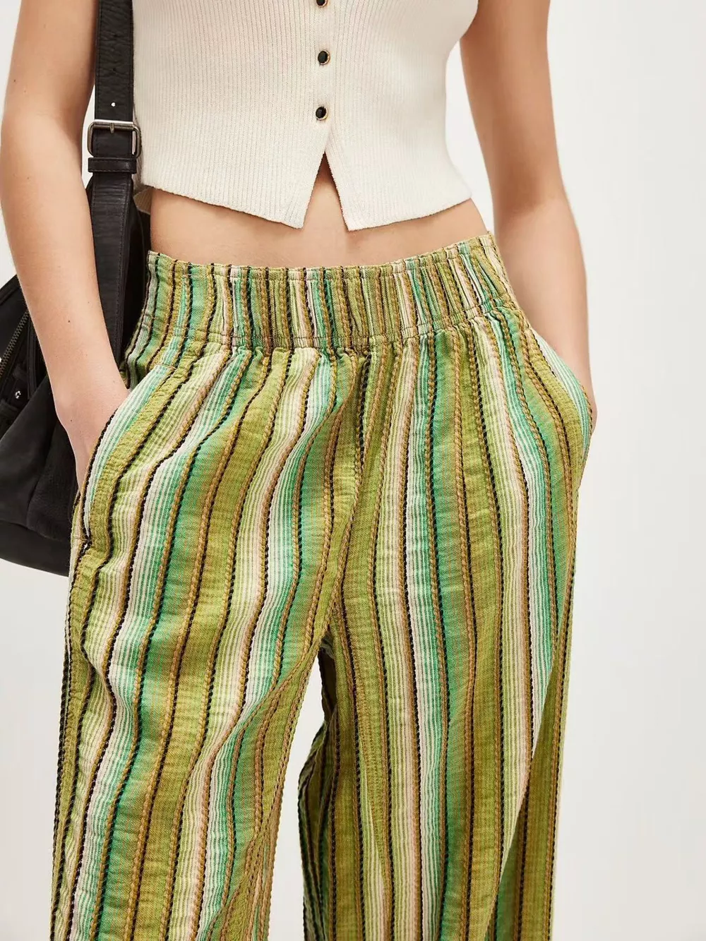 Striped High-Waisted Wide Leg Pants, image 3