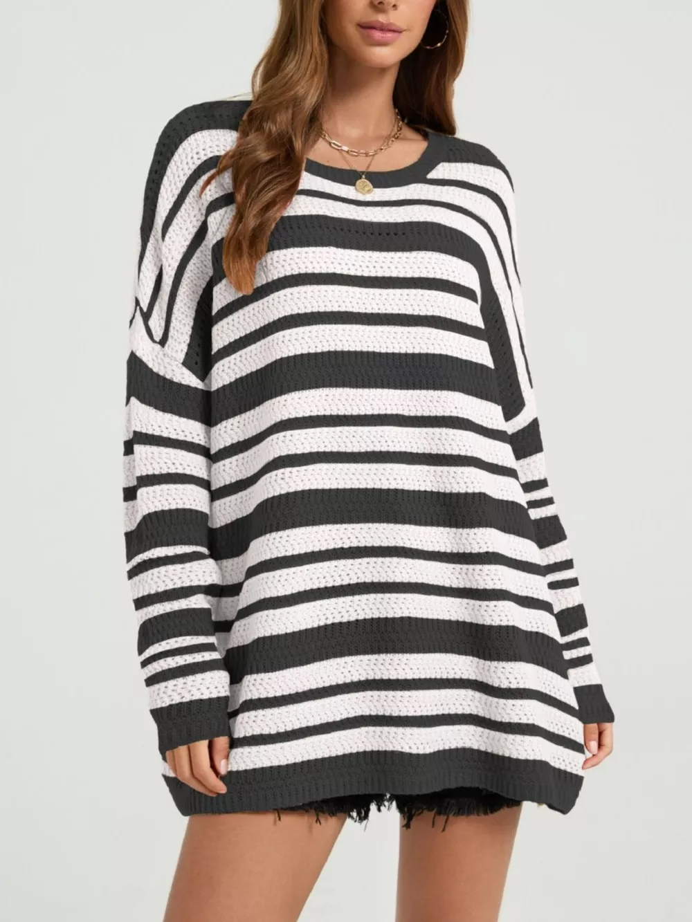 Striped Drop Shoulder Sweater, image 6