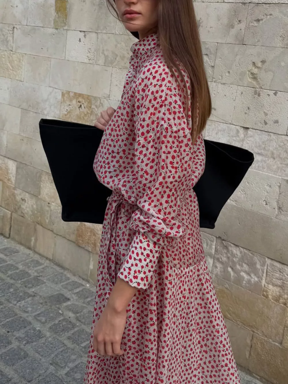 Floral Button Front Long Sleeve Dress, image 4