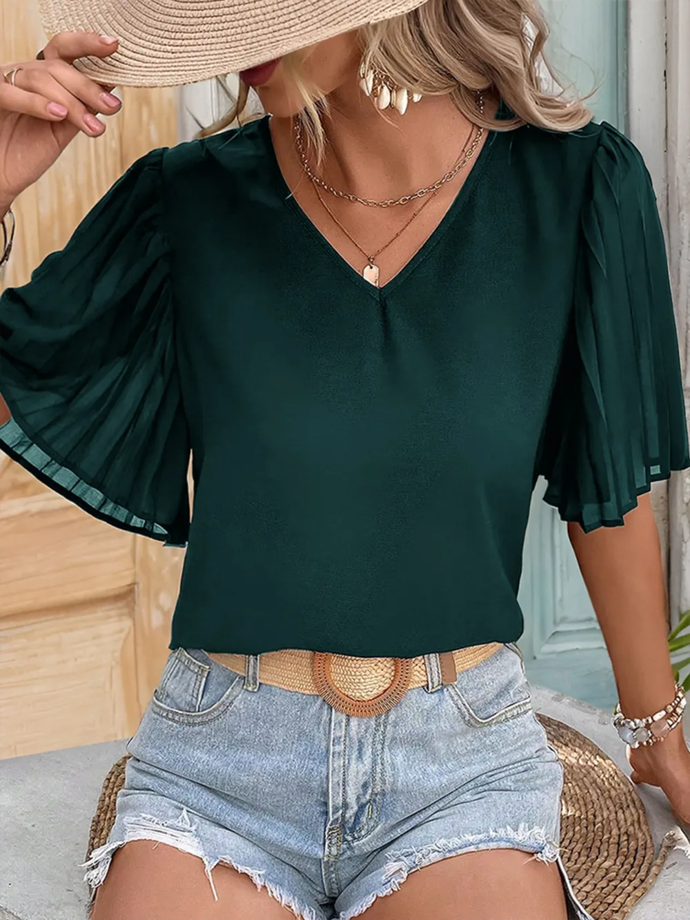 V-Neck Half Sleeve Blouse, image 9