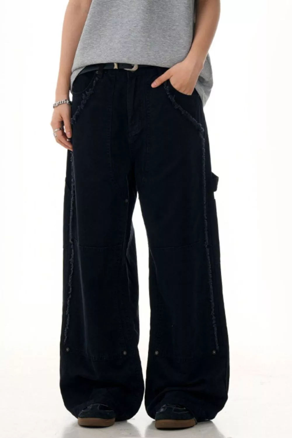 Men's Raw Hem Wide Leg Pants, image 4