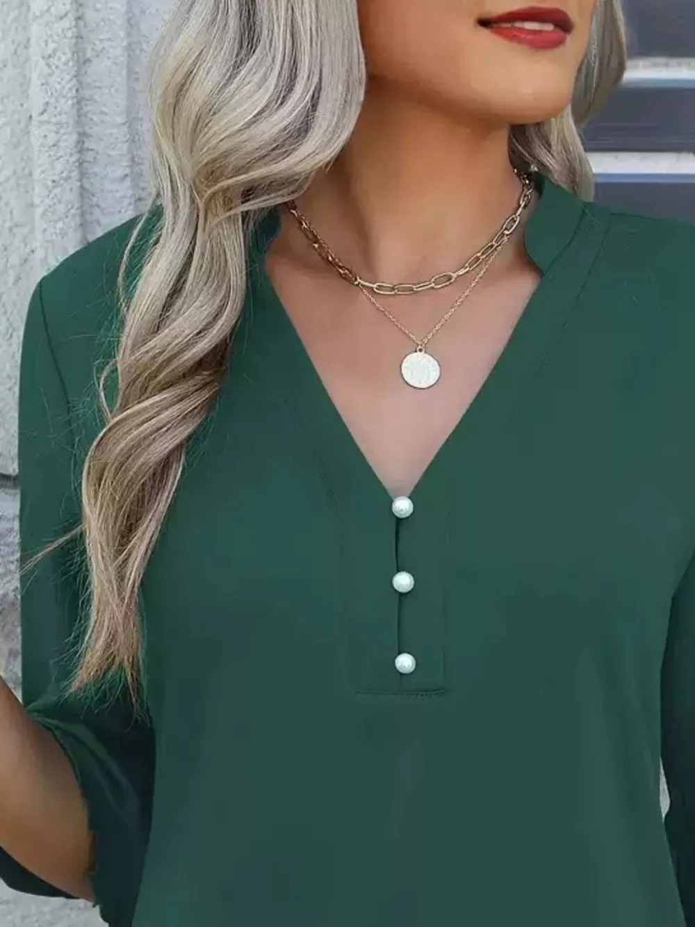 Full Size Notched Flounce Sleeve Blouse Plus Size, image 14