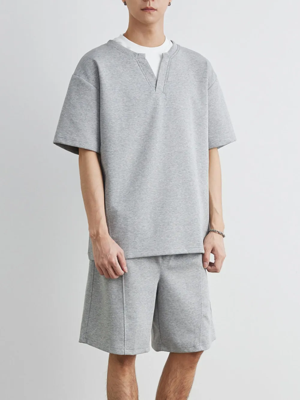 Men's Plus Size Half Sleeve Top and Shorts Set, image 5
