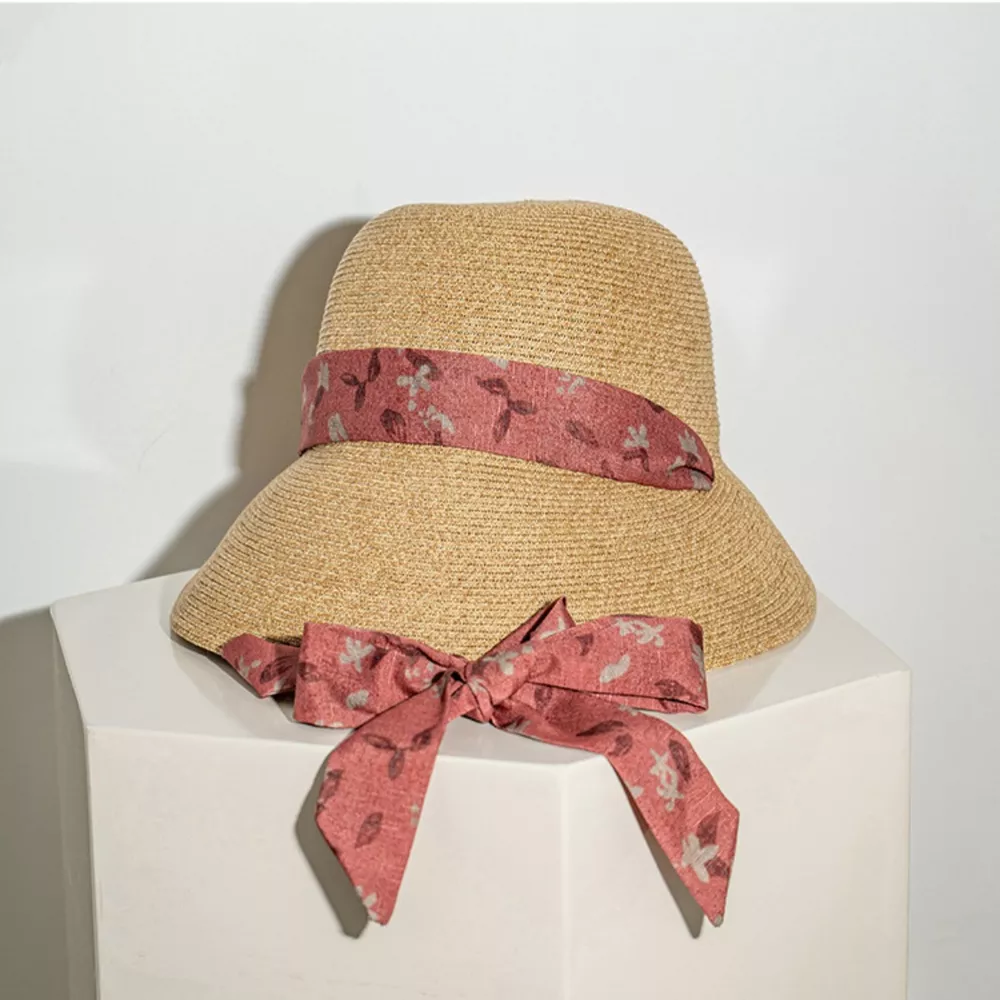 Floral Ribbon Straw Sun Hat, image 2