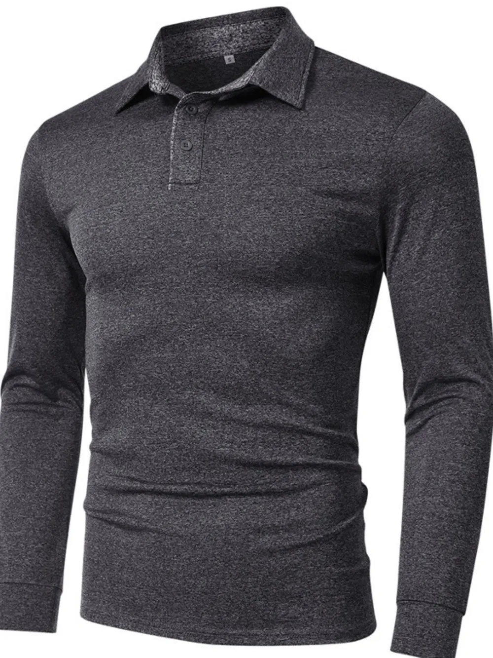 Men's Classic Long Sleeve Slim Fit Polo Shirt, image 3