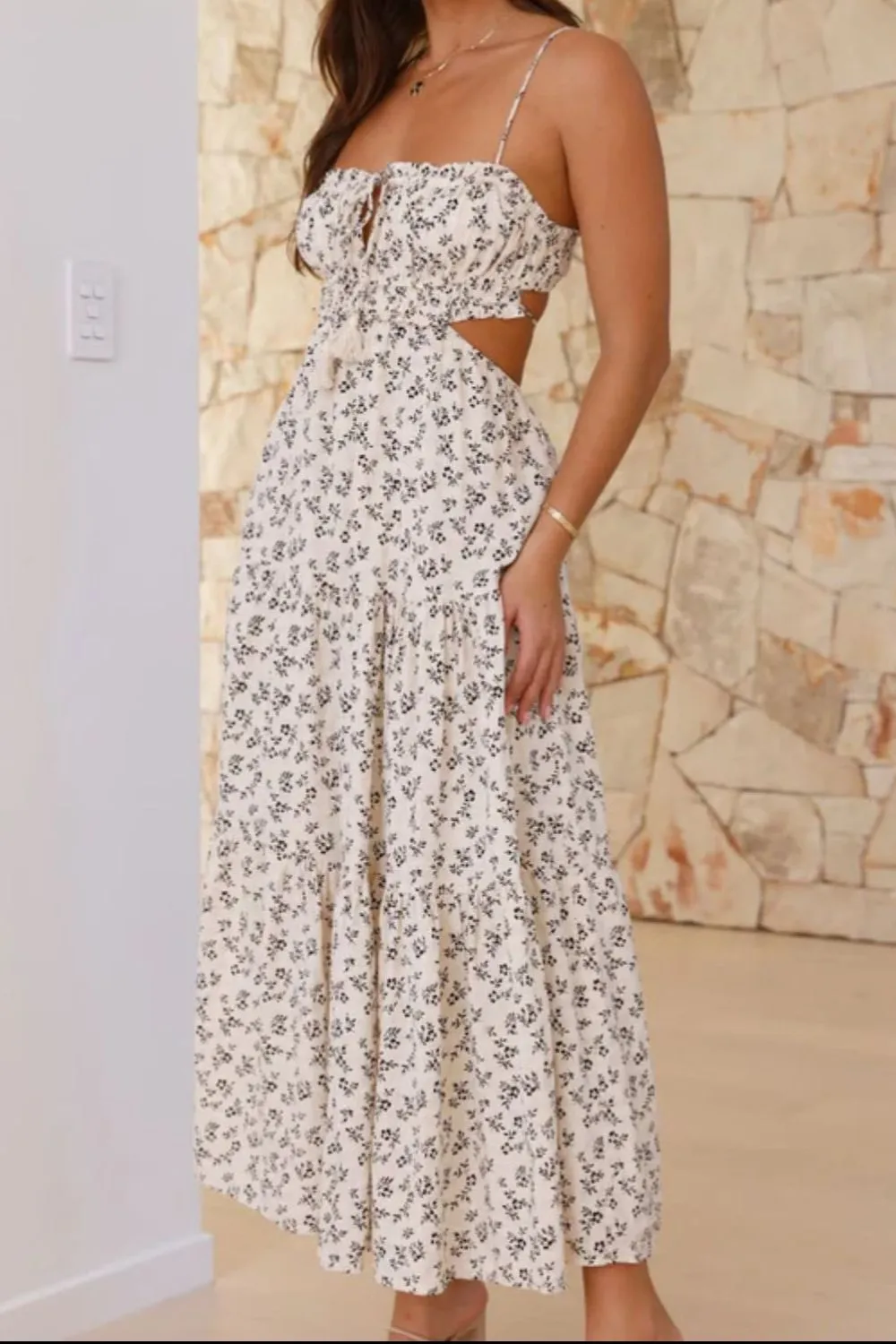 Cutout Printed Sleeveless Midi Cami Dress, image 23