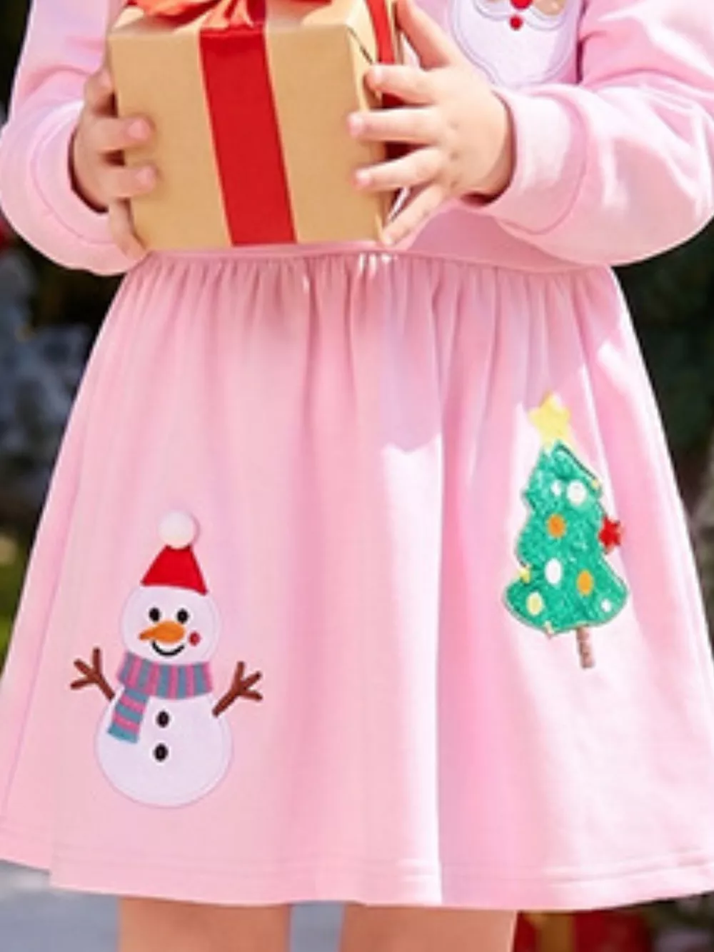 Children's Christmas Embroidered Sweatshirt Dress, image 4