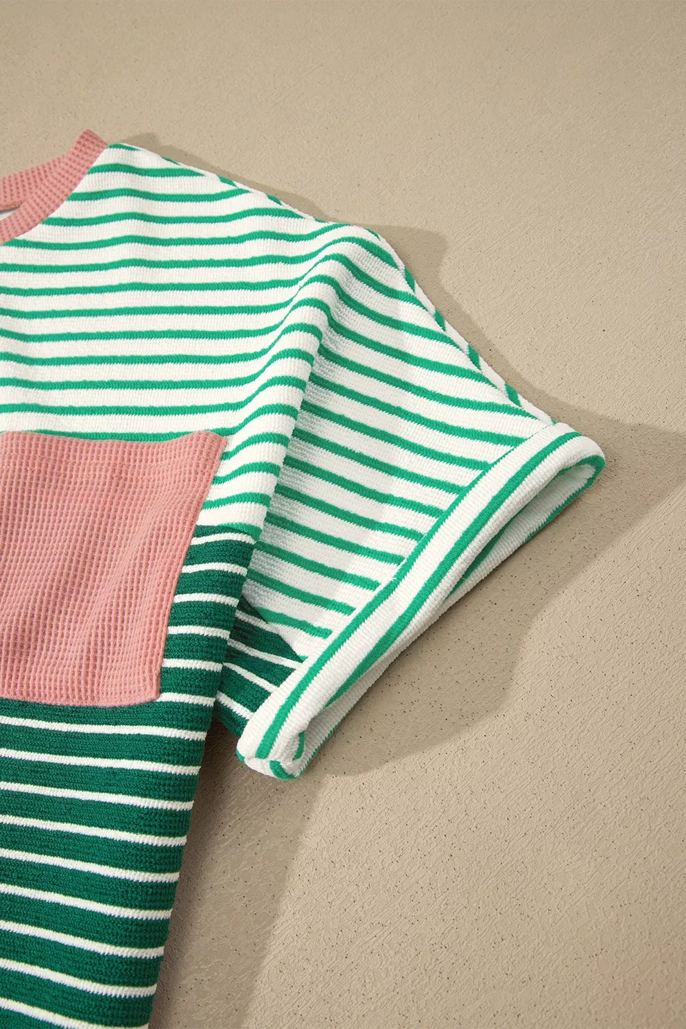 Stripe Contrast Print Color Block Detail Relaxed Tee, image 7