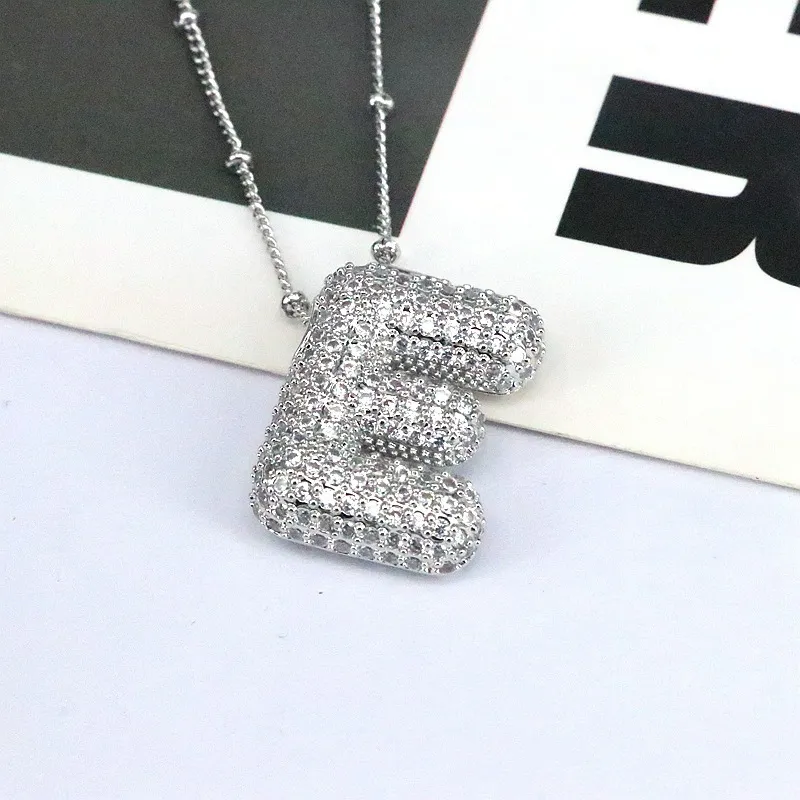 Copper Inlaid Zircon Letter Pendant Necklace, image 12
