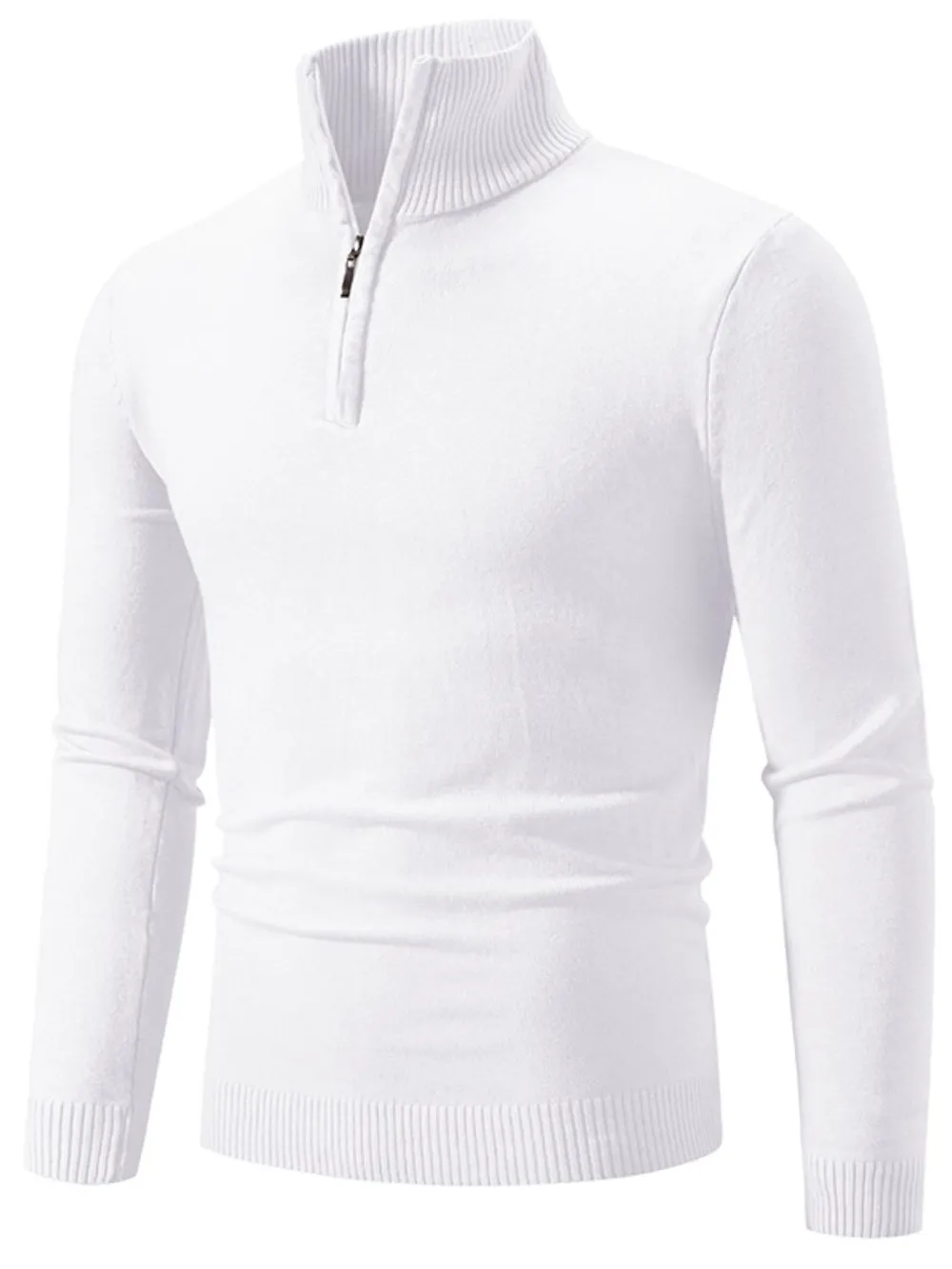 Men's Plus Size Quarter Zip Long Sleeve Sweater, image 6