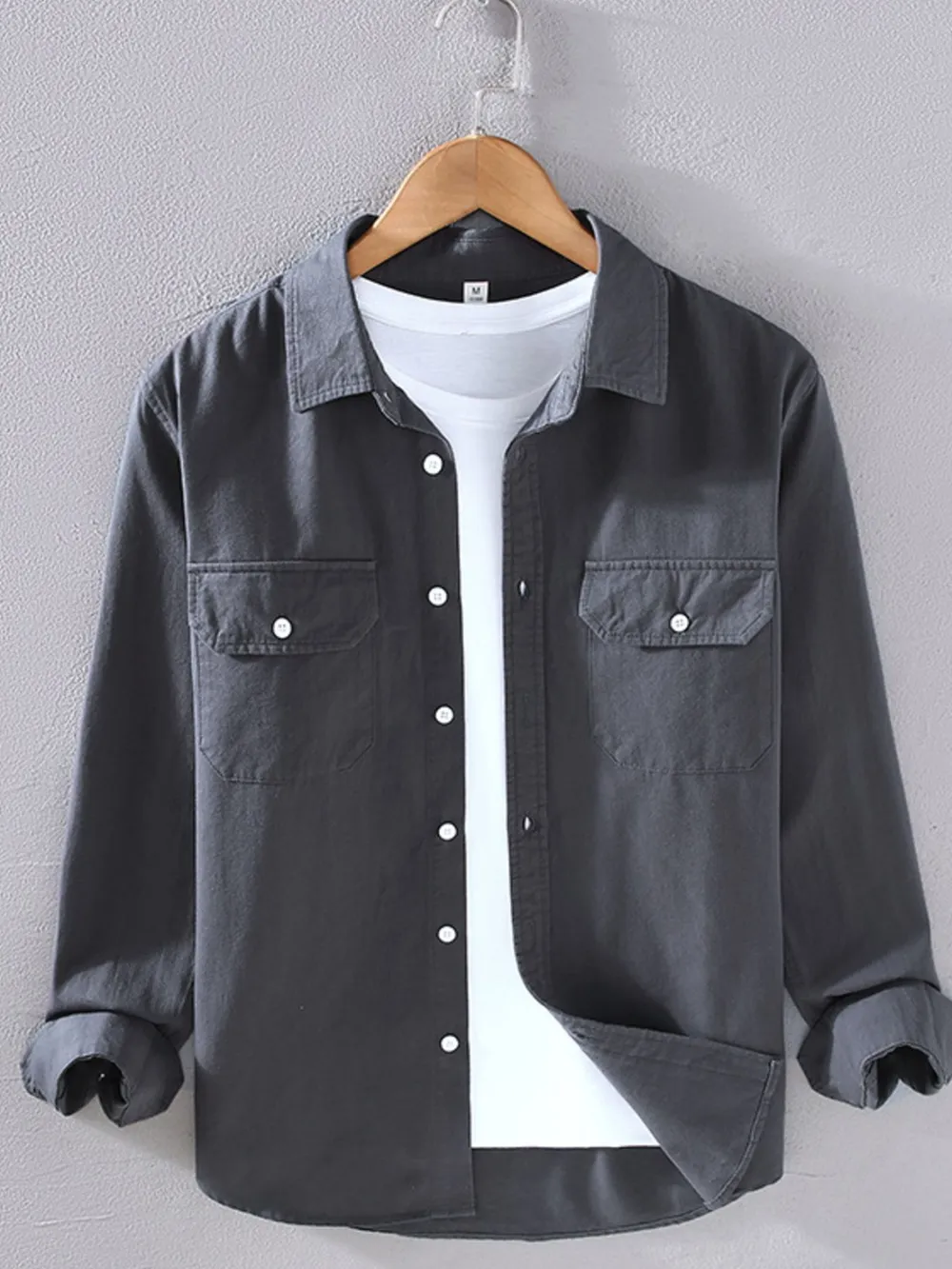Men's Plus Size Button Up Long Sleeve Shirt, image 3