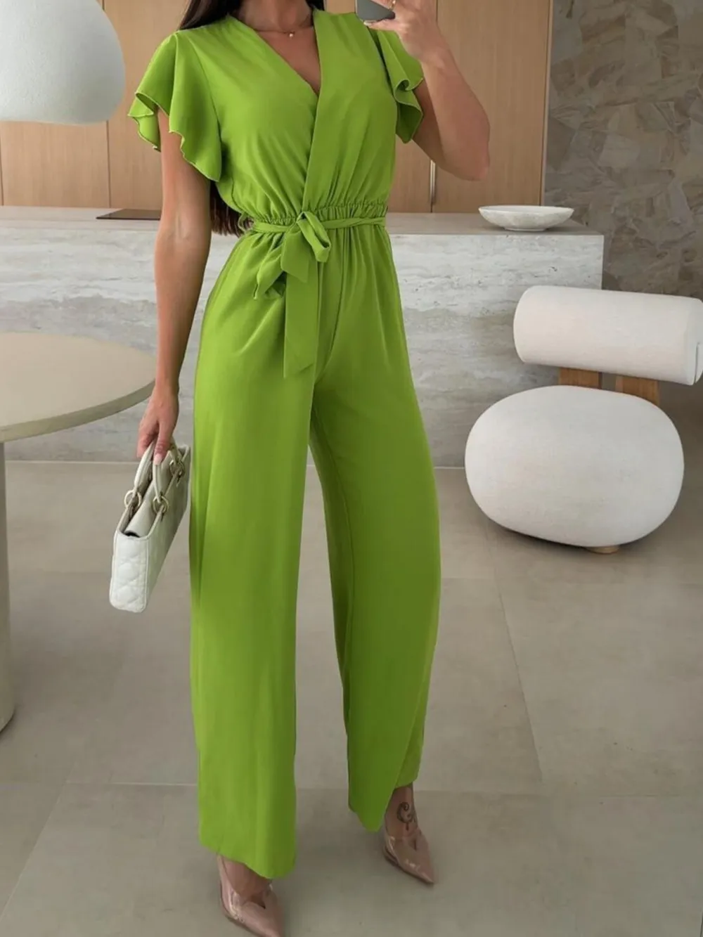 Surplice Wide Leg Belted Jumpsuit, image 15