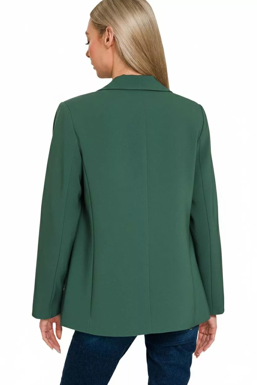 Woven Long Sleeve Blazer With Lining, image 2