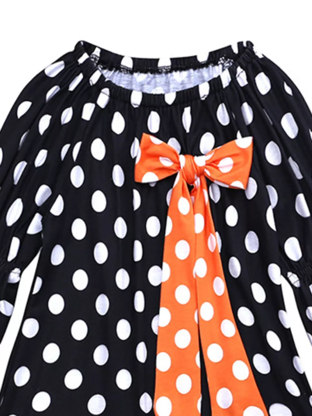 Children's Halloween Ghost Polka Dot Dress with Bow, image 9