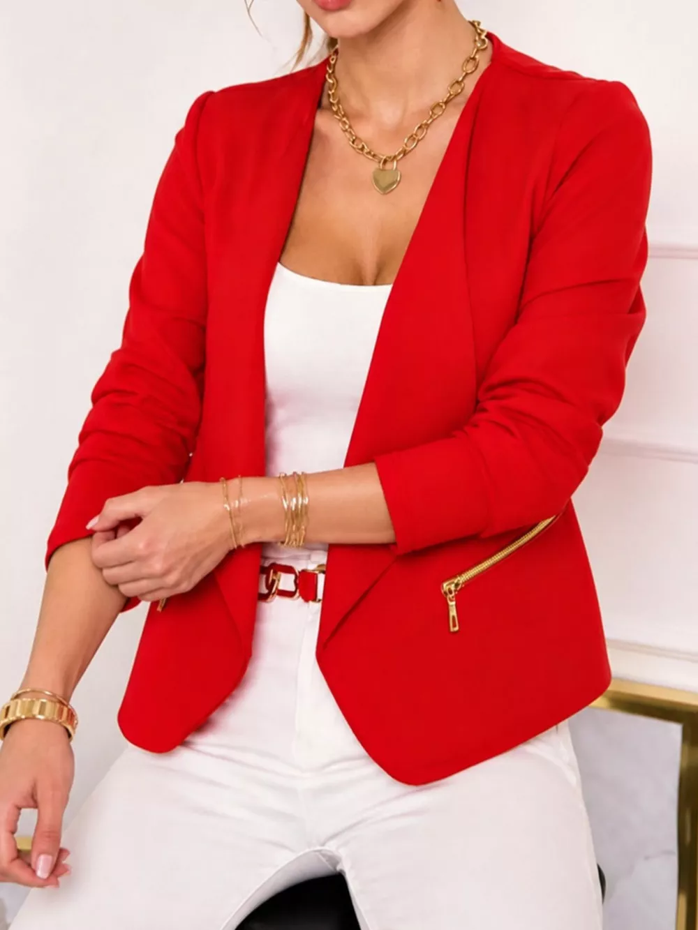 Open-Front Long Sleeve Blazer, image 8
