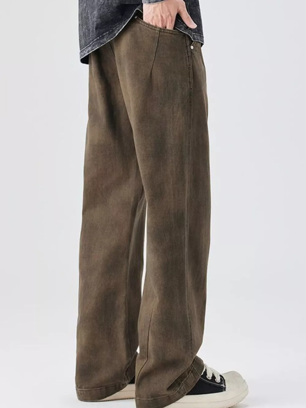 Men's Plus Size Vintage Wash Wide Leg Pants, image 6
