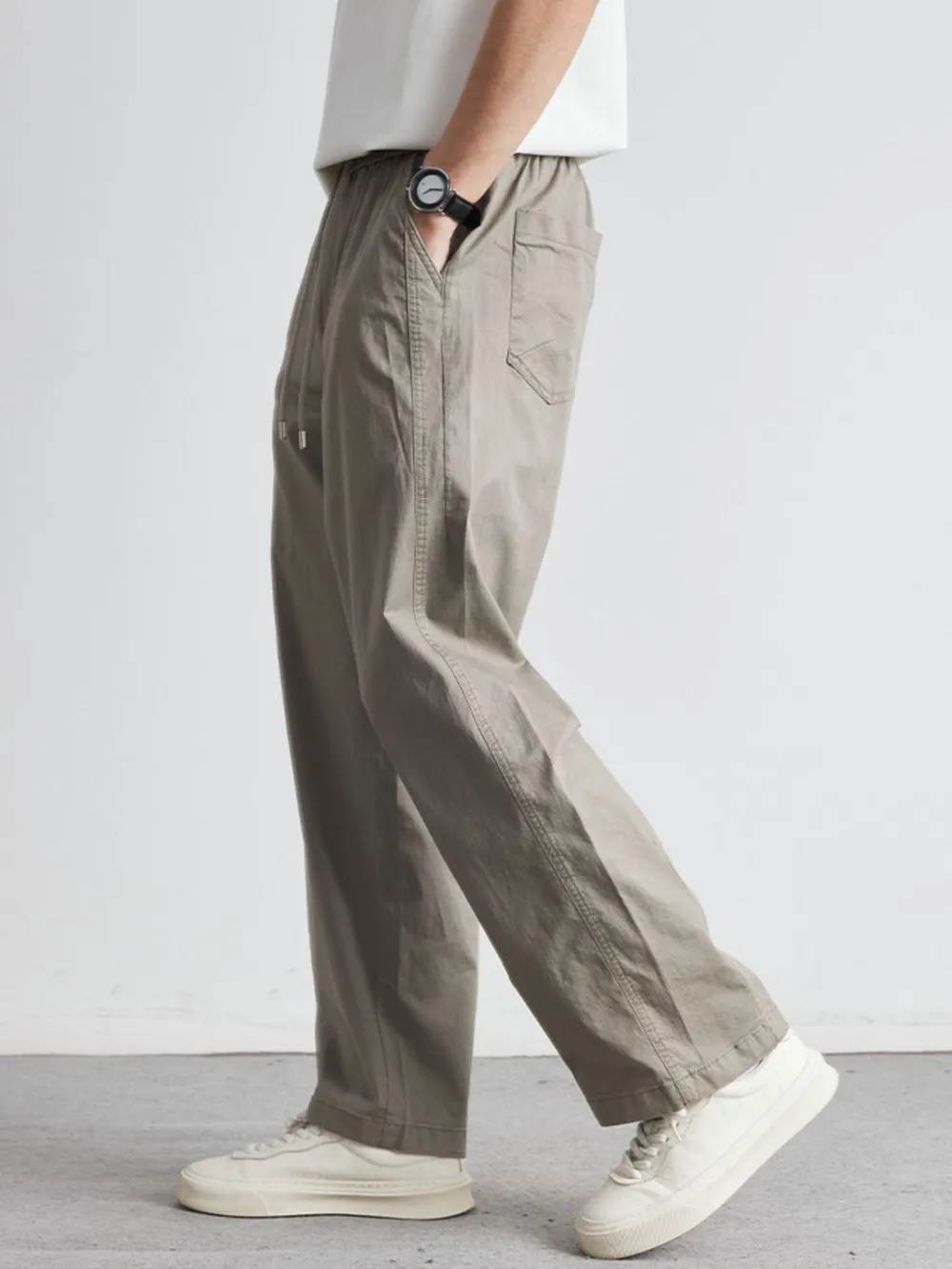 Men's Casual Drawstring Wide Leg Pants, image 4