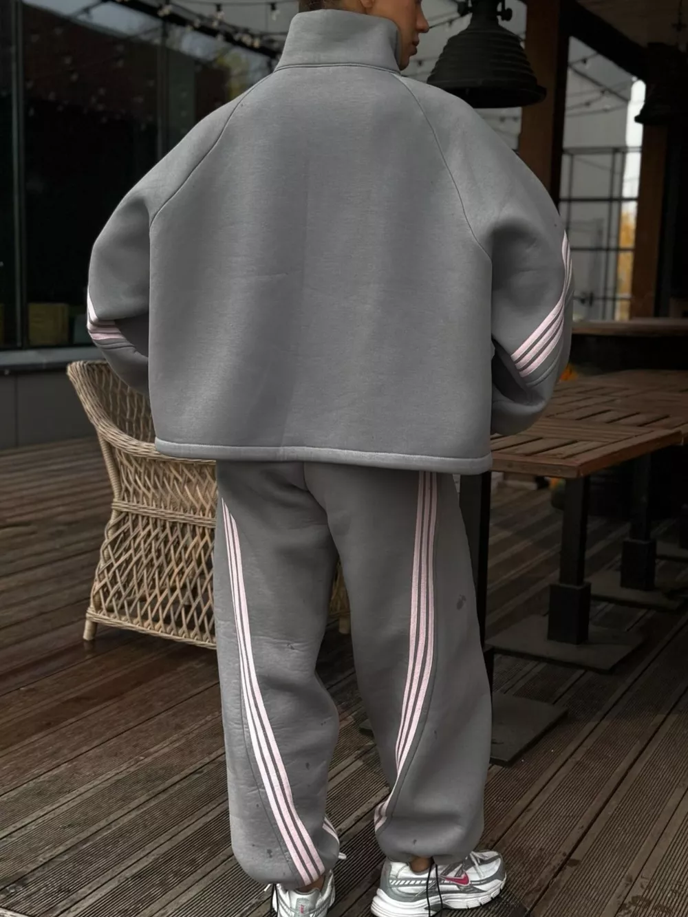 Contrast Striped Zip Up Top and Pants Set, image 13