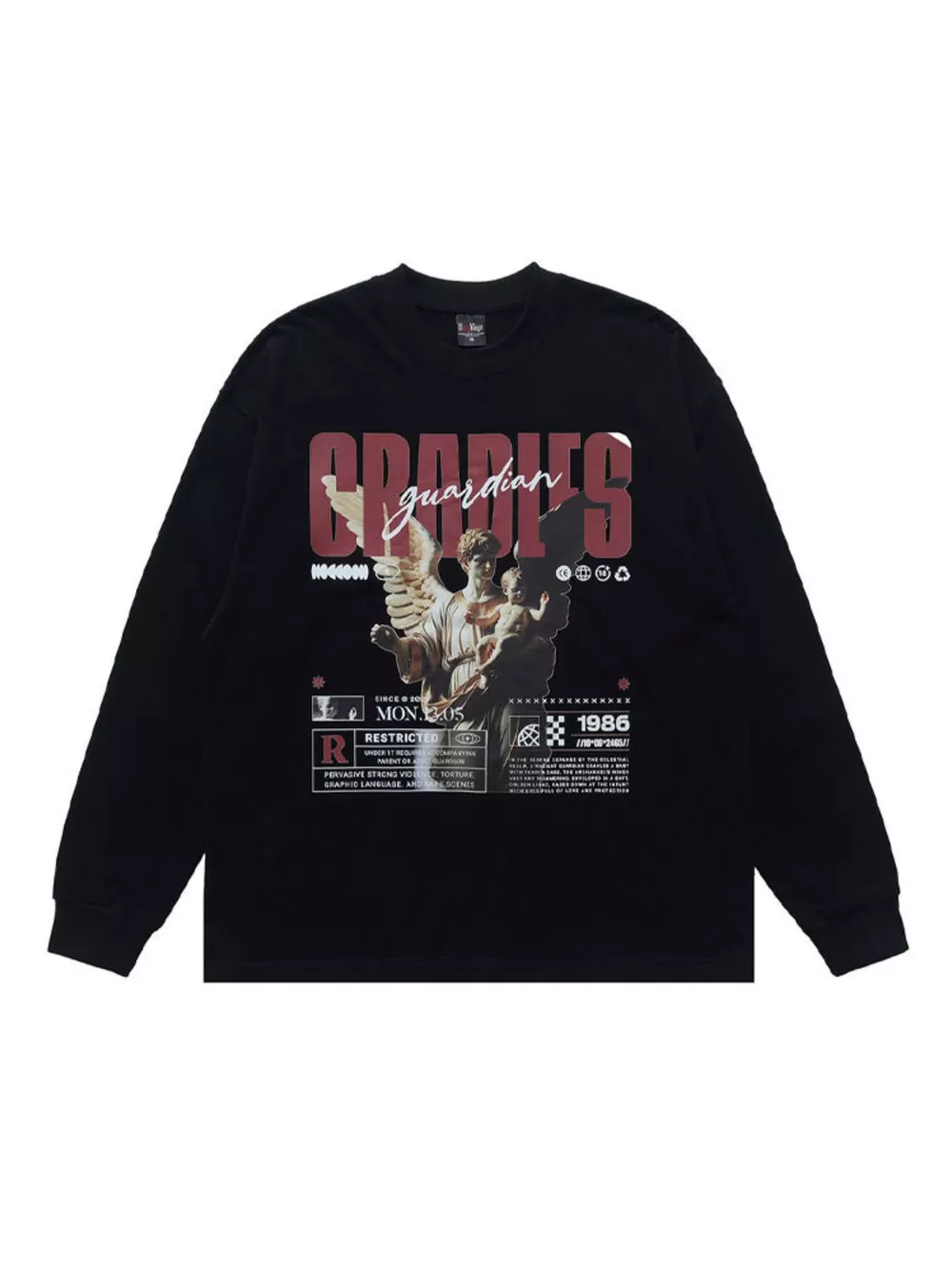 Men's Guardian Angel Graphic Long Sleeve T-Shirt, image 5