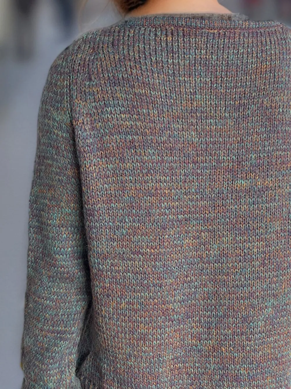 Heathered V-Neck Long Sleeve Sweater, image 8