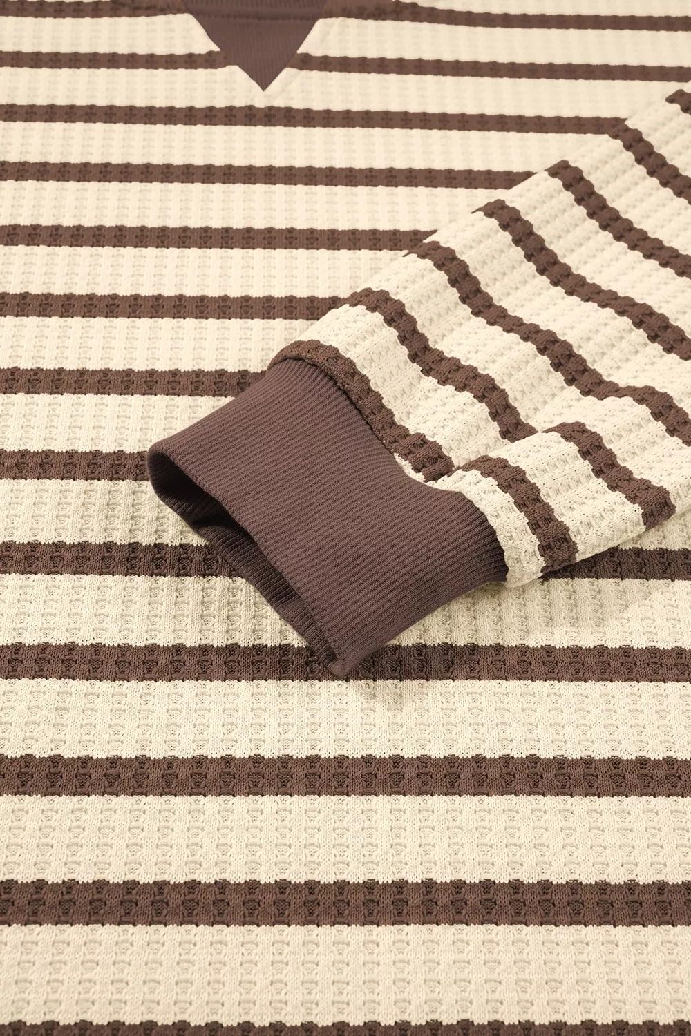 Stripe Patchwork Ribbed Cuff Casual Pullover Sweatshirt, image 11