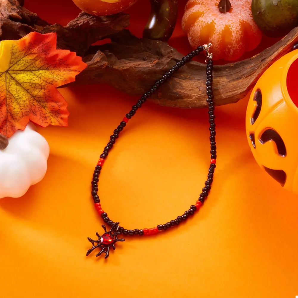 Halloween Spider Web Beaded Necklace, image 4