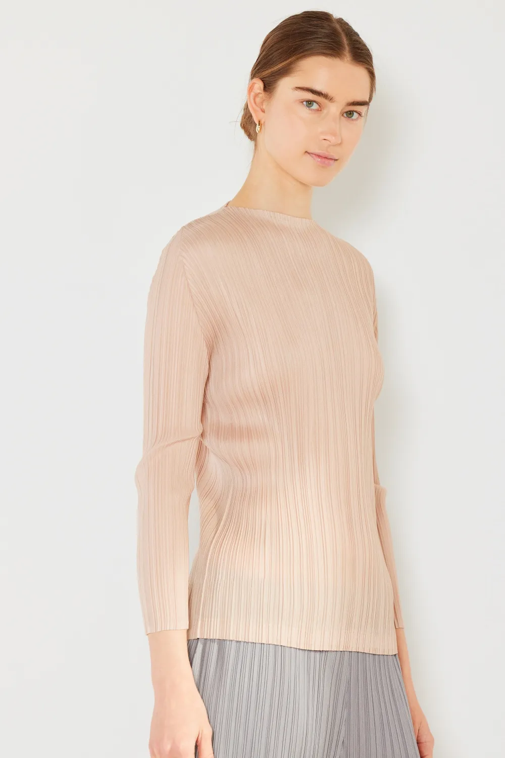 Pleated Long Sleeve Boatneck Top, image 15
