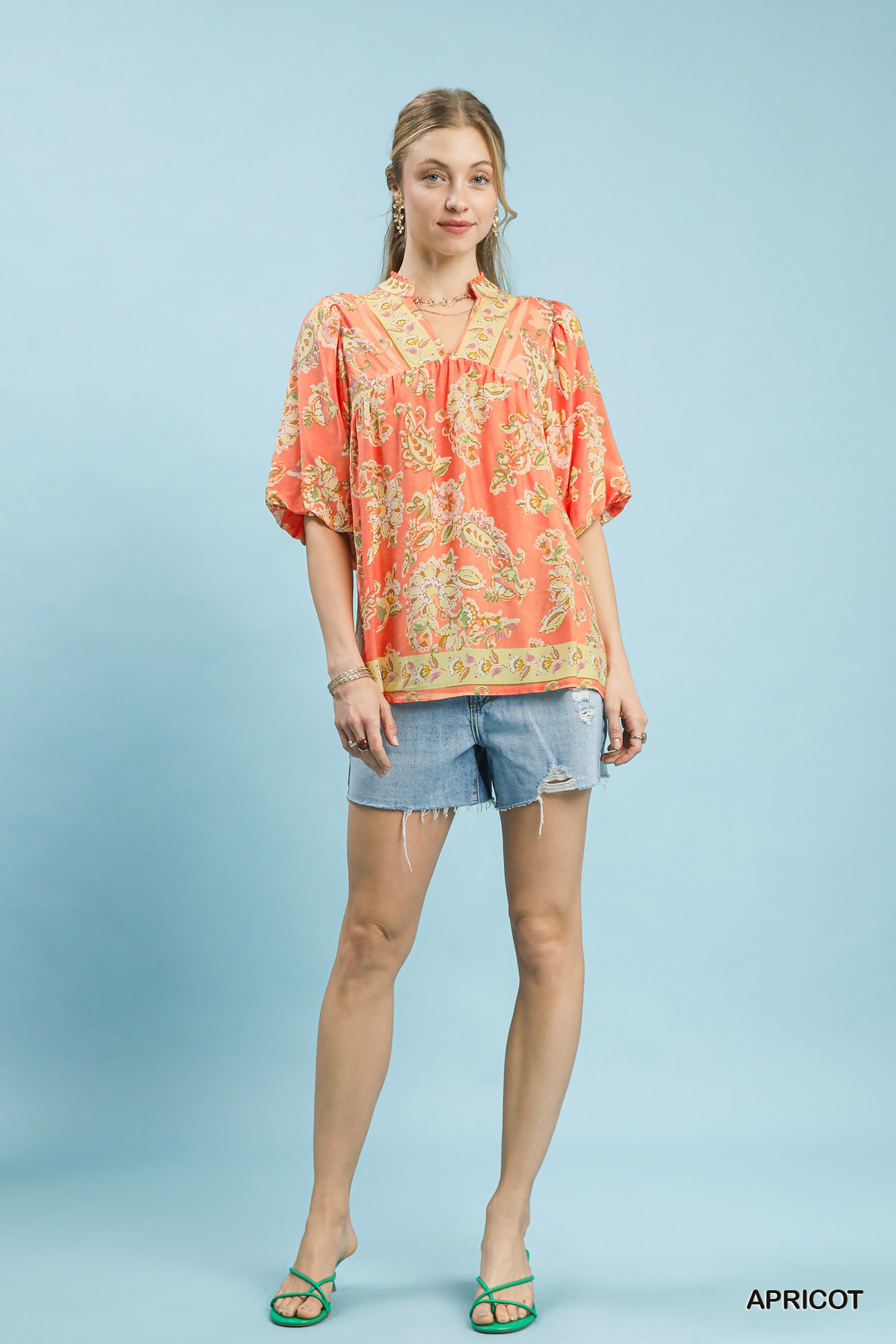 Apricot Floral Boho Blouse, image 4