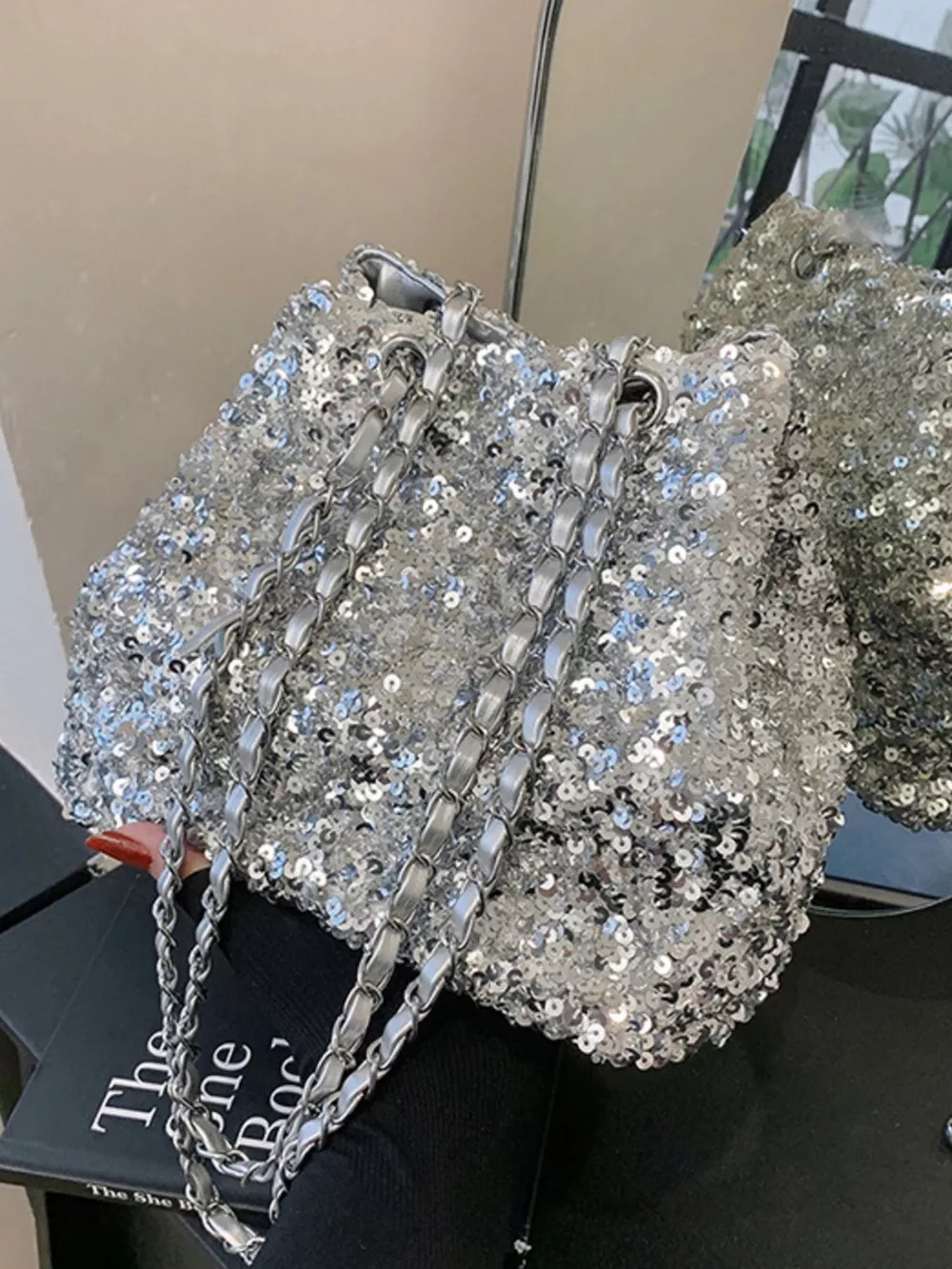 Sequin Bucket Shoulder Bag, image 8