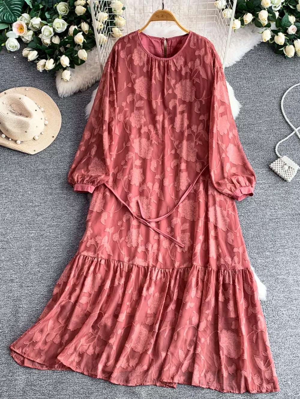 Tie Waist Long Sleeve Dress, image 3