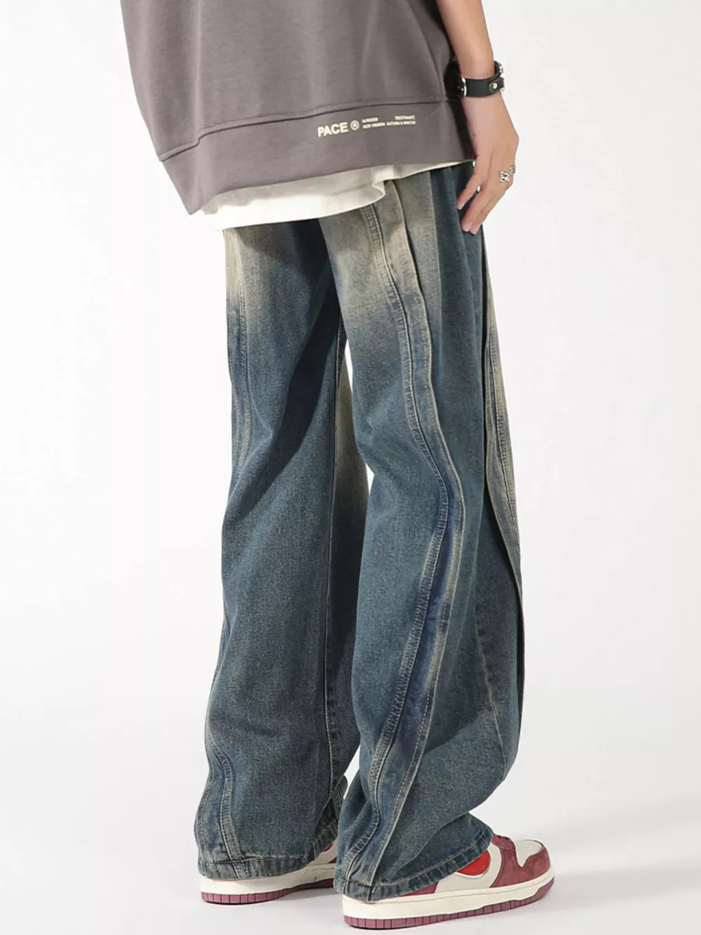 Men's Plus Size Washed Wide Leg Jeans, image 10