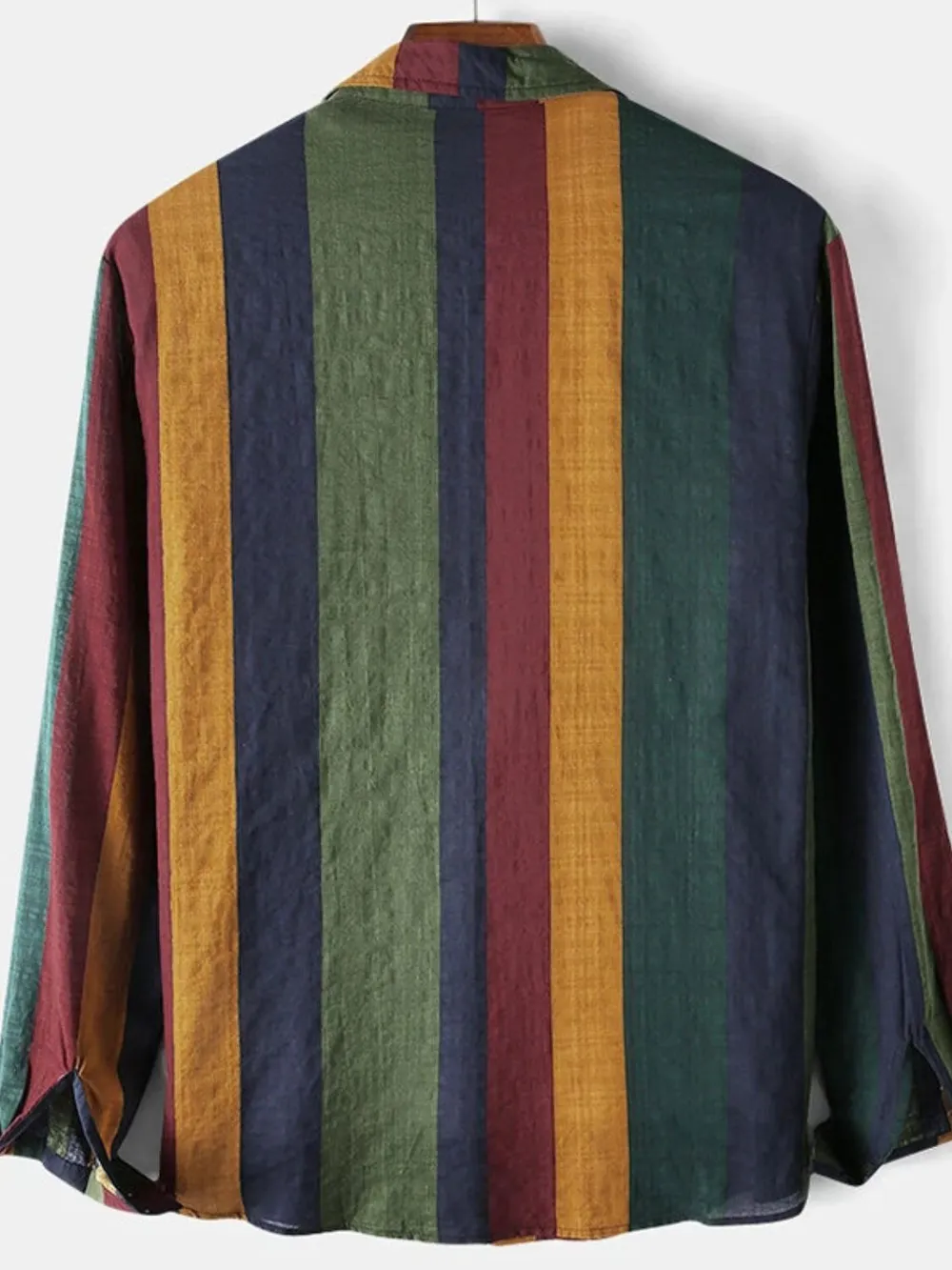 Men's Full Size Contrast Striped Button Down Shirt Plus Size, image 2