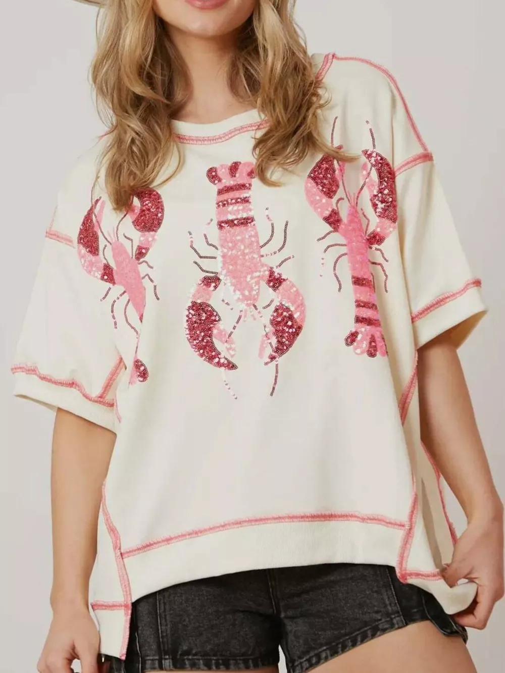 Sequin Lobster Half Sleeve T-Shirt, image 9