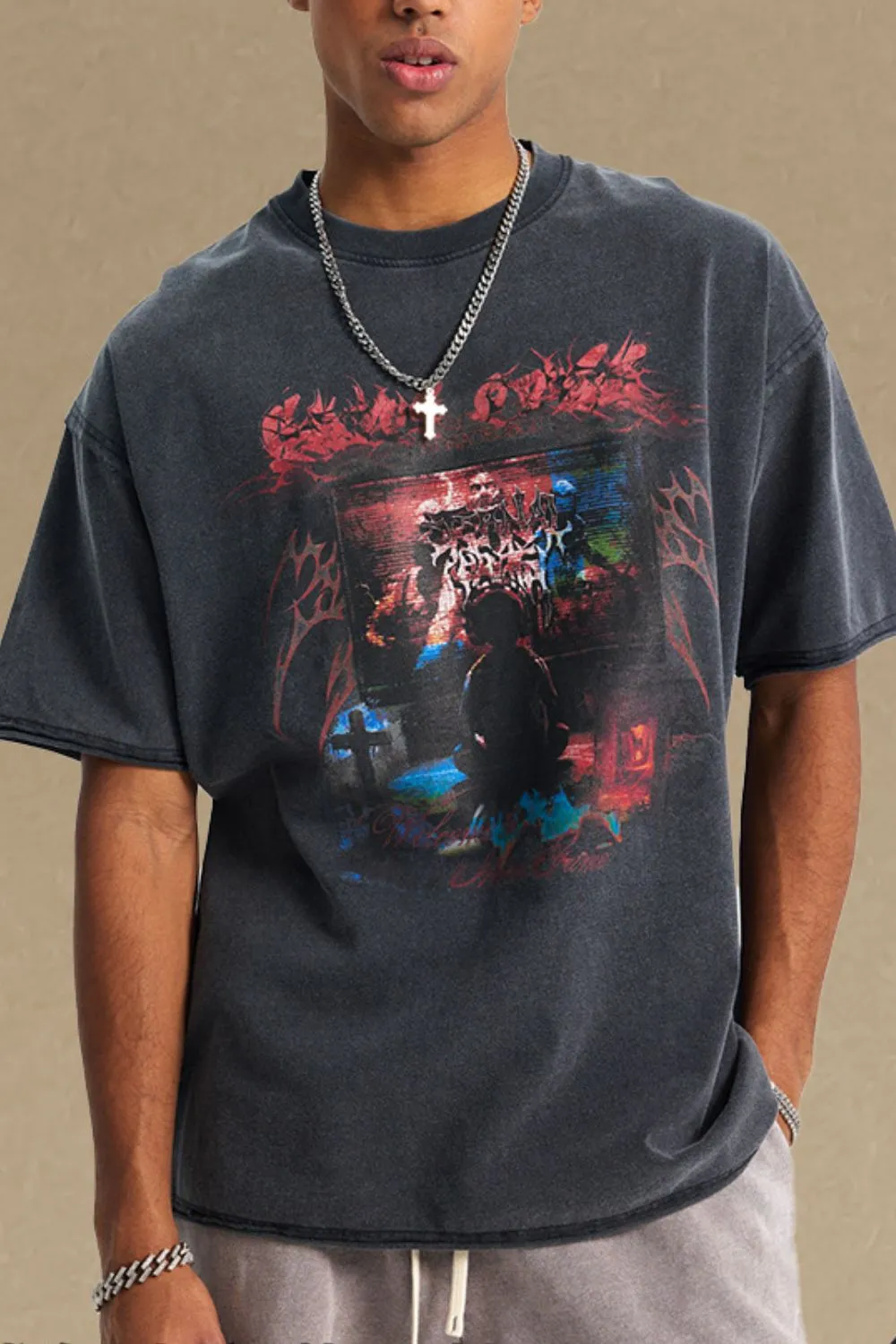 Men's Round Neck Half Sleeve Graphic T-Shirt