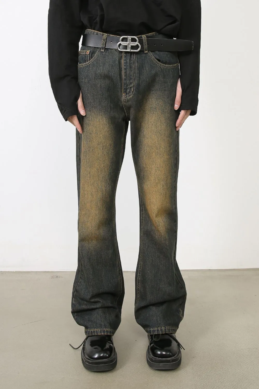 Men's Washed Bootcut Jeans, image 4