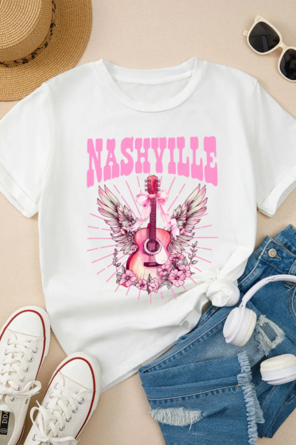 Graphic Round Neck Short Sleeve T-Shirt, image 5