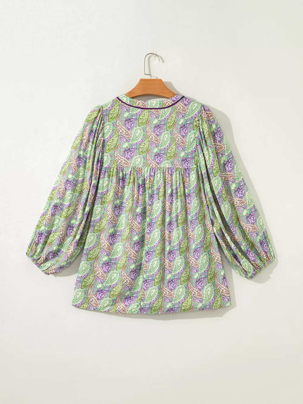 Paisley Print Half Puff Sleeve Blouse, image 8