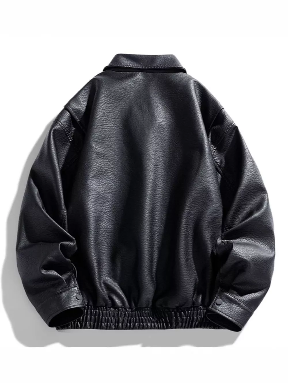 Men's Plus Size Urban Style Faux Leather Bomber Jacket, image 2