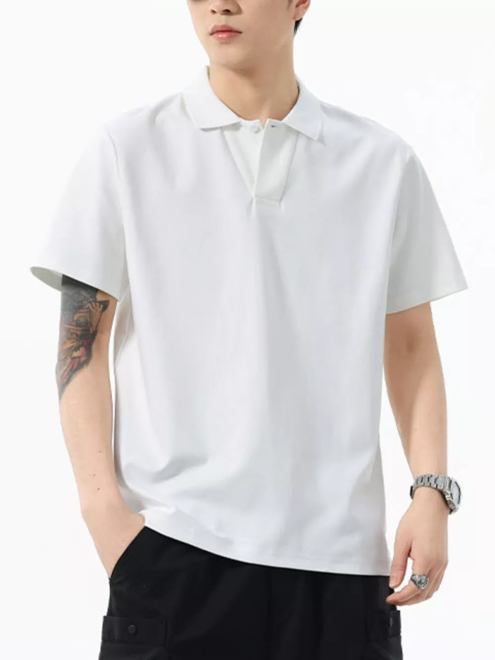 Men's Full Size Solid Color Casual Polo Shirt Plus Size, image 6