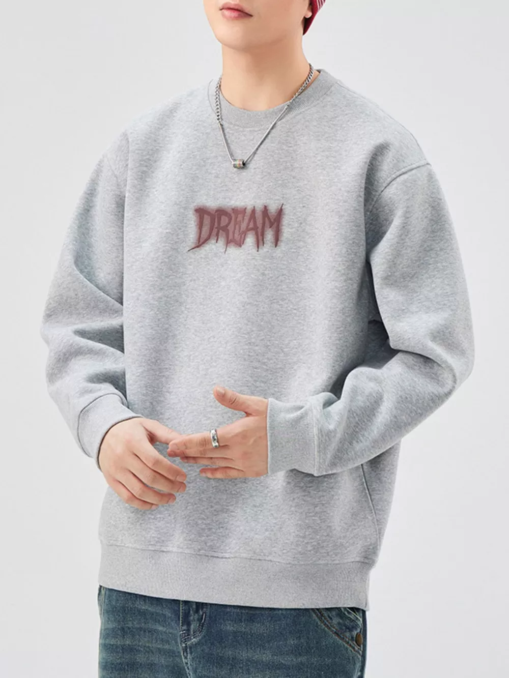 Men's Plus Size Crew Neck Dropped Shoulder Sweatshirt, image 3