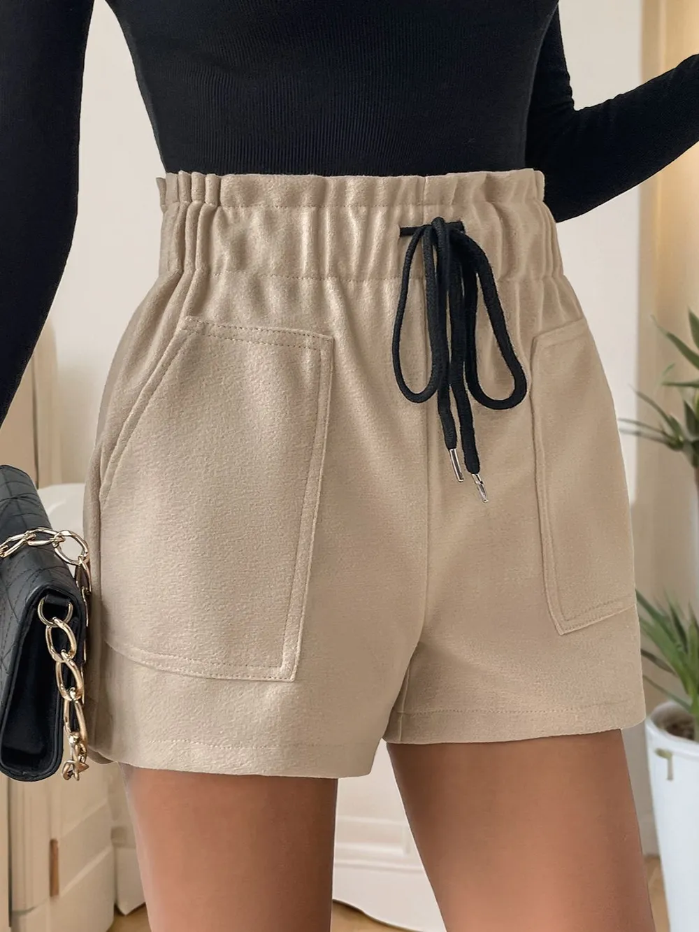 Frill Drawstring Shorts with Pockets, image 4