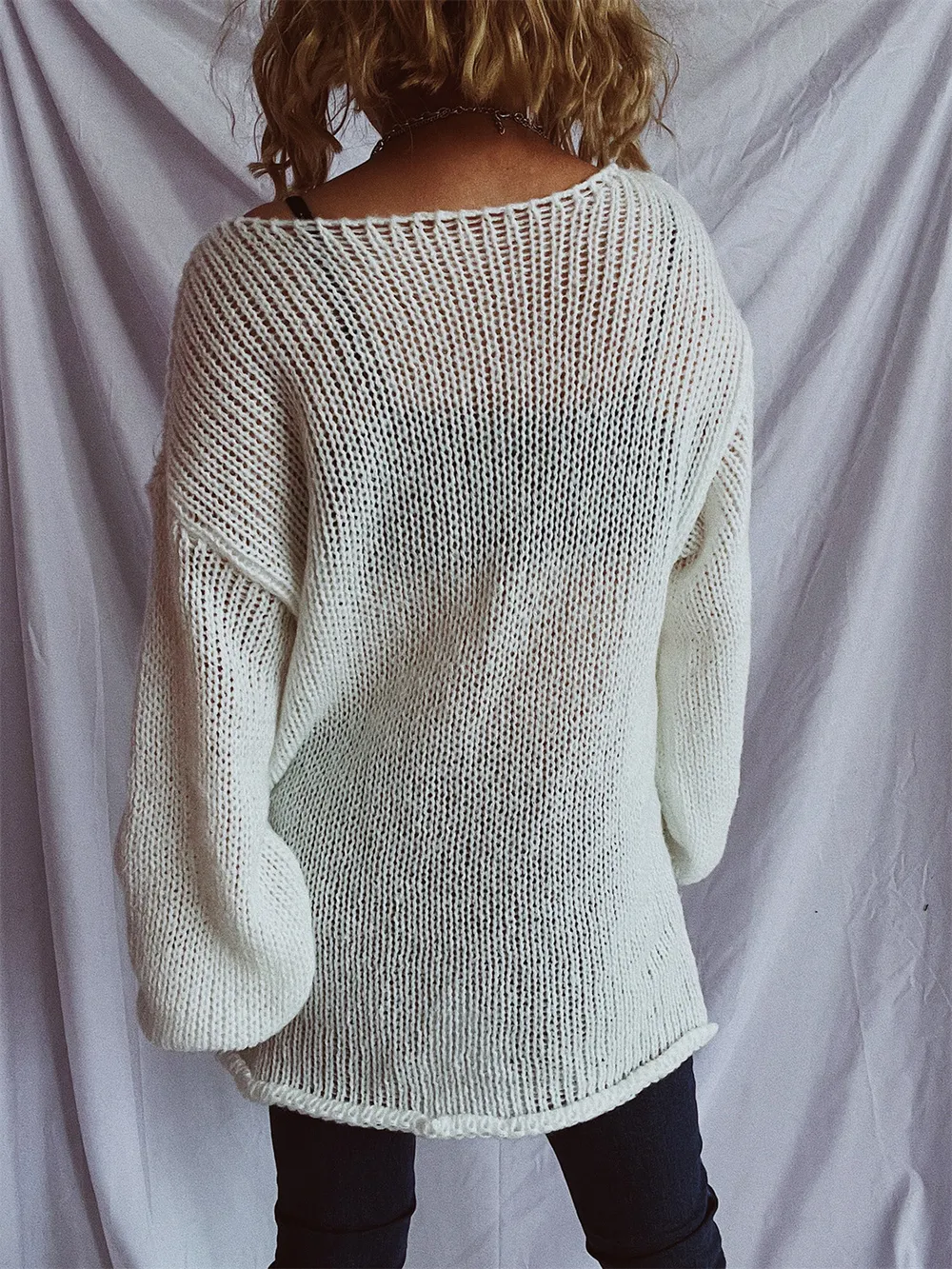 Boat Neck Dropped Shoulder Sweater, image 3