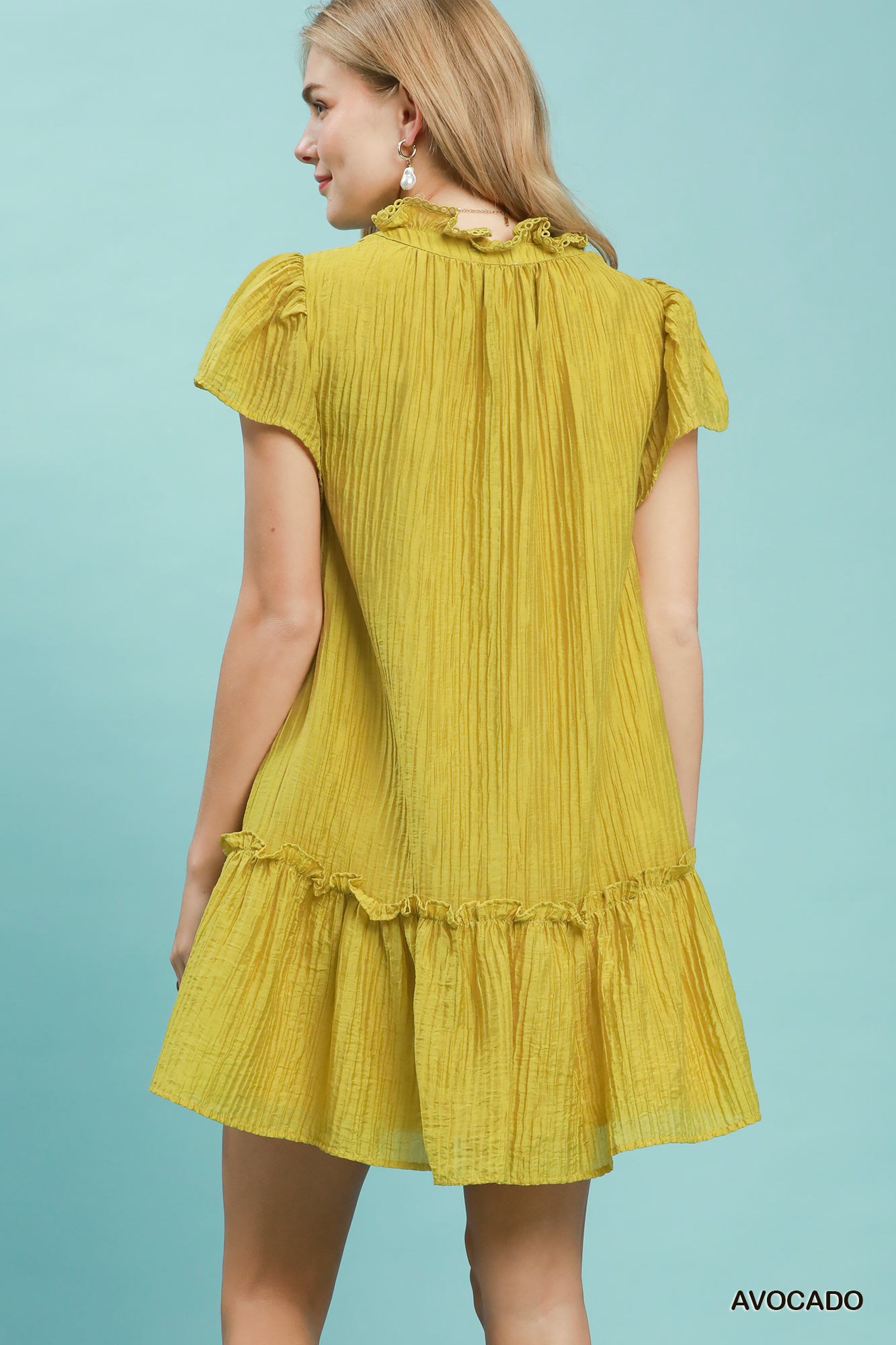 Textured Ruffle Hem Mini Dress, image 3